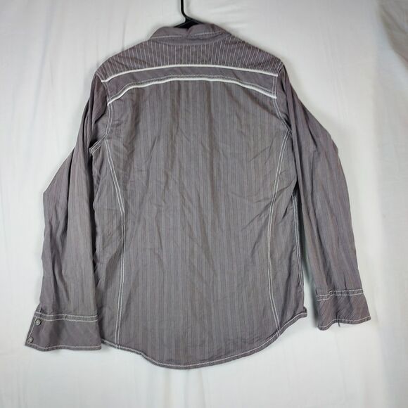 Buckle Black Striped Shirt Men’s Medium M Snap Button Long Sleeve Cotton Blend - Picture 2 of 9